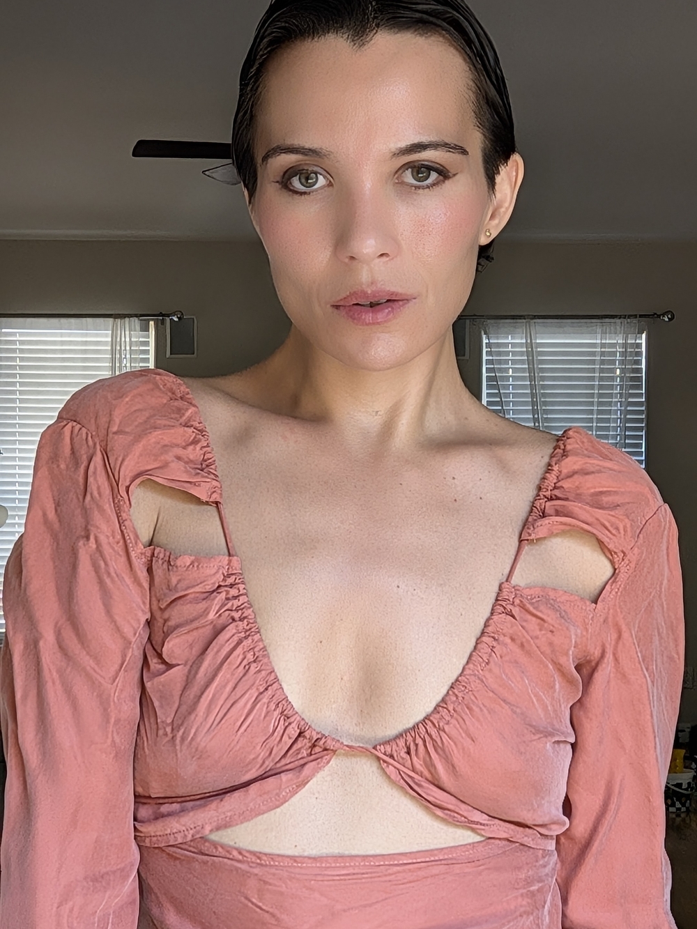 Women's Pink Cutout Mini Dress - Picture 2 of 5